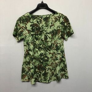 D & Co Denim & Co. Short Sleeve Camo Tee T-Shirt Size Small Green B284 5